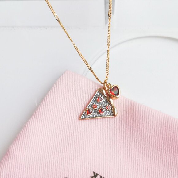 Kate Spade Pizza My Heart Necklace 🎀 Gold Multicolor - Picture 1 of 3